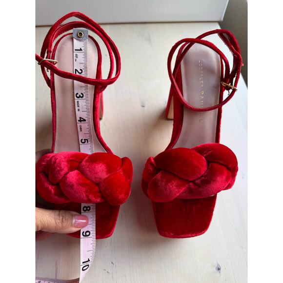 LOEFFLER RANDALL FAE PLATFORM HEEL in red velvet Scarlett size 5.5 - Picture 7 of 11
